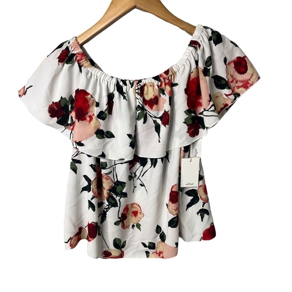 Wilfred Promener Blouse Floral Off The Shoulder Top Size Small Ruffle - Picture 7 of 14